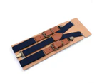 Men And Women Suspenders Adjustable and Elastic Braces Y Shape with Strong Clips-Navy