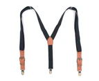Men And Women Suspenders Adjustable and Elastic Braces Y Shape with Strong Clips-Black