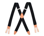 Suspender for Men Y-Back Genuine Leather Suspender Heavy Duty suspenders for men-black
