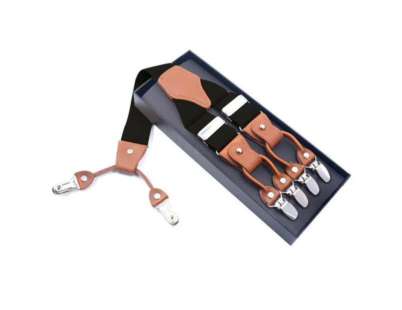 Suspender for Men Y-Back Leather Suspenders Heavy Duty Suspenders for Men Work Suspenders for Men-black