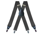 Suspenders for Men Adjustable X Back Elastic Heavy Duty Braces with Strong Metal Clips-Dark gray