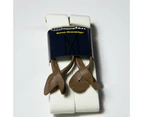 Suspender for Men Y-Back Genuine Leather Suspenders Adjustable Elastic Suspenders-white