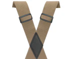 Mens Suspenders Adjustable Heavy Duty X Back Black Suspenders for Men Big Suspenders-Coffee