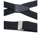Suspenders for Men Adjustable X Back Elastic Heavy Duty Braces with Strong Metal Clips-Dark gray