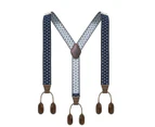 Suspender for Men Y-Back Genuine Leather Suspenders Adjustable Elastic Suspenders-white