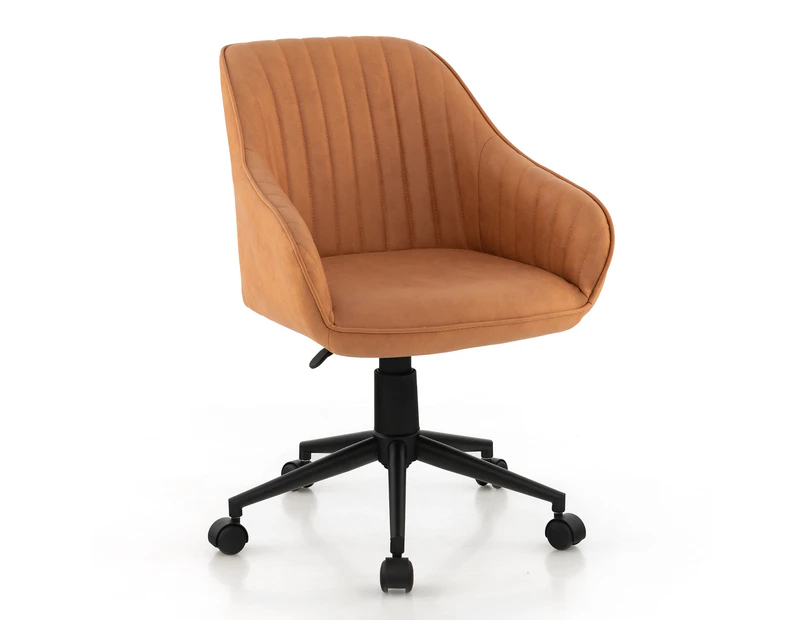 Giantex Adjustable Office Chair Computer Swivel Chair Fabric Armchair Work Study Seat w/Wheels