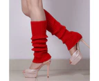 Leg Warmers Legging Socks Knitted Womens Ladies 80S Dance Disco Party Costume Au - Rose Red