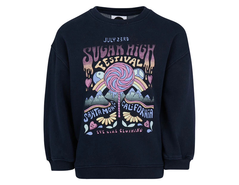 Eve Girl Girls' Sugar High Crew Sweatshirt - Navy