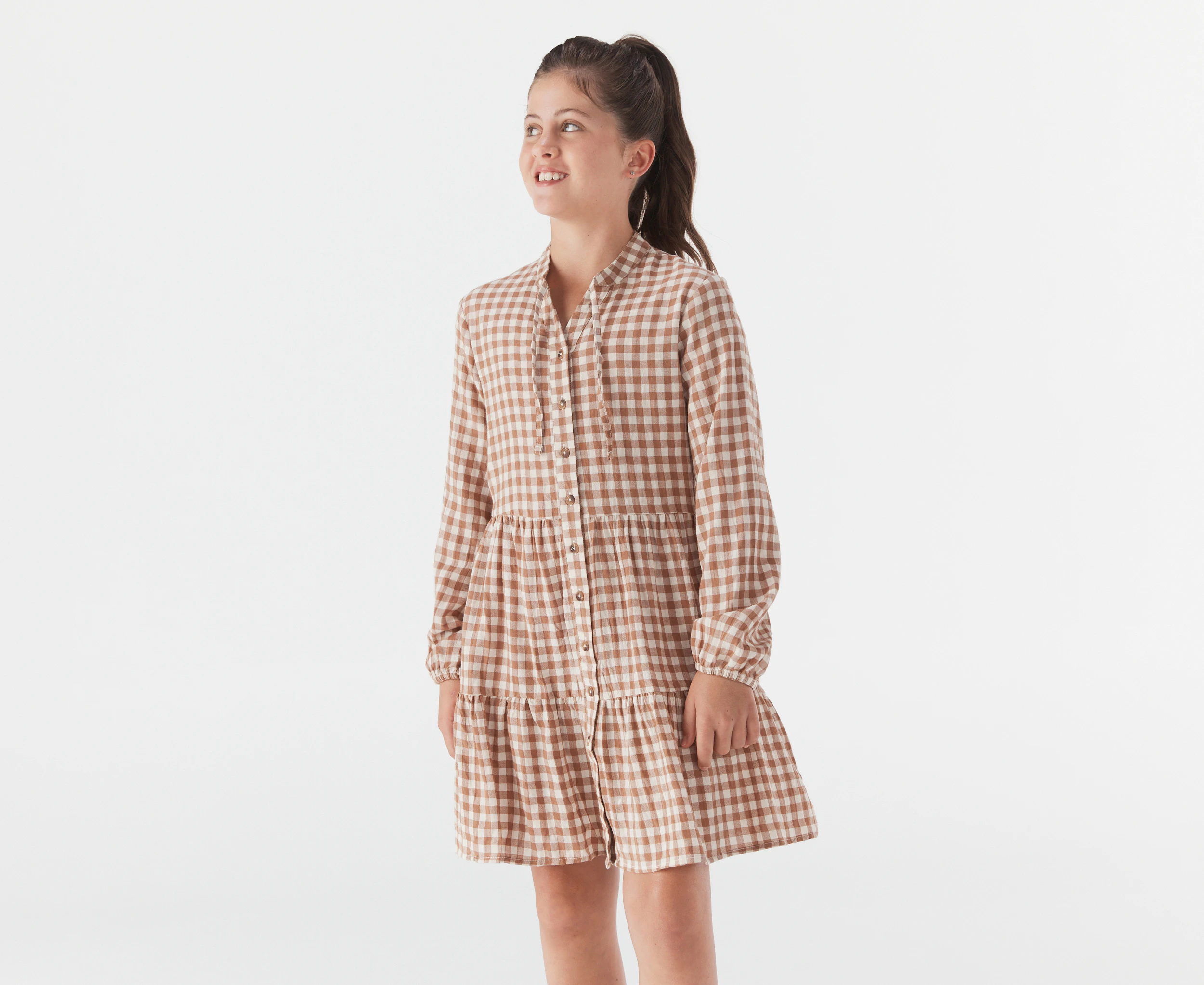 Eve Girl Youth Girls' Carrie Check Dress - Brown