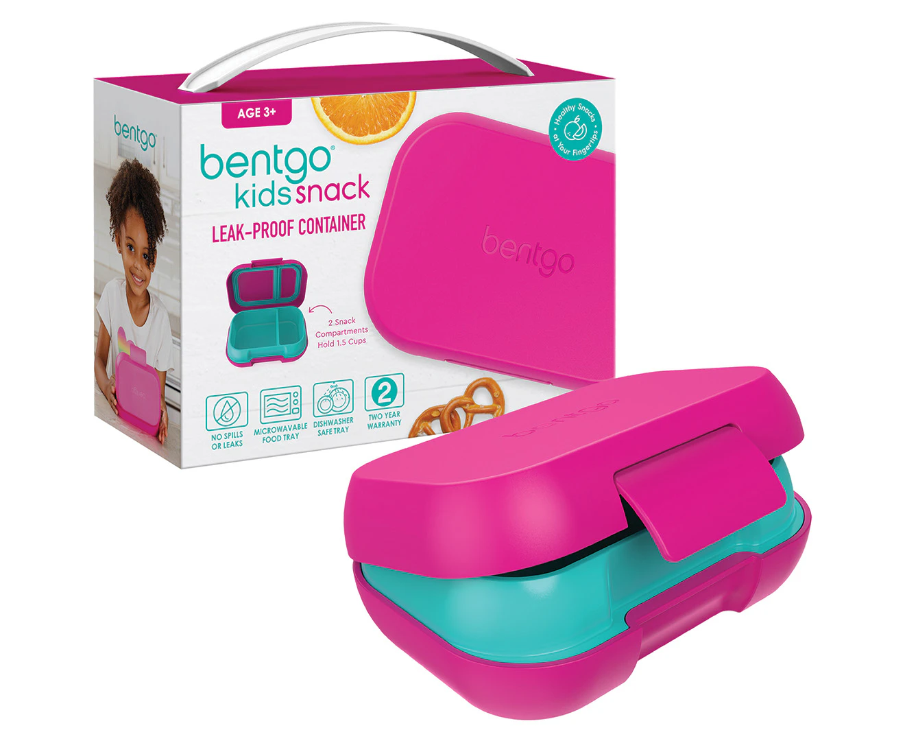 Bentgo Kids' Leak Proof Snack Container - Fuchsia/Teal