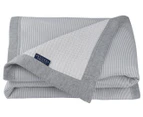 Living Textiles 120x110cm Waffle Jersey Cot Blanket - Grey Stripe