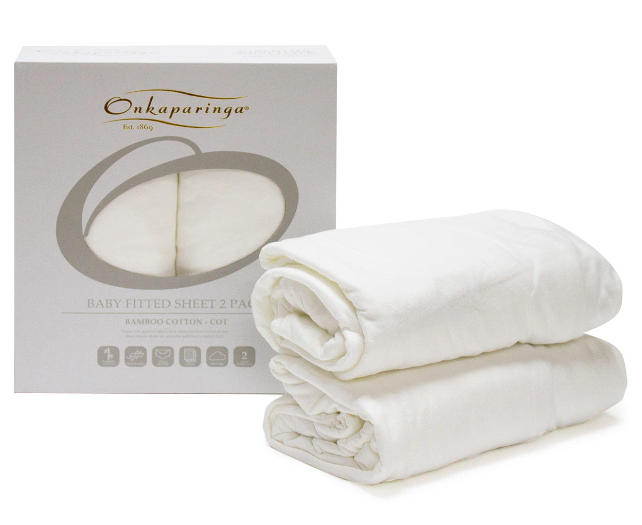 Onkaparinga Baby Bamboo Cotton Jersey Nursery Fitted Sheet For Cot/Crib White