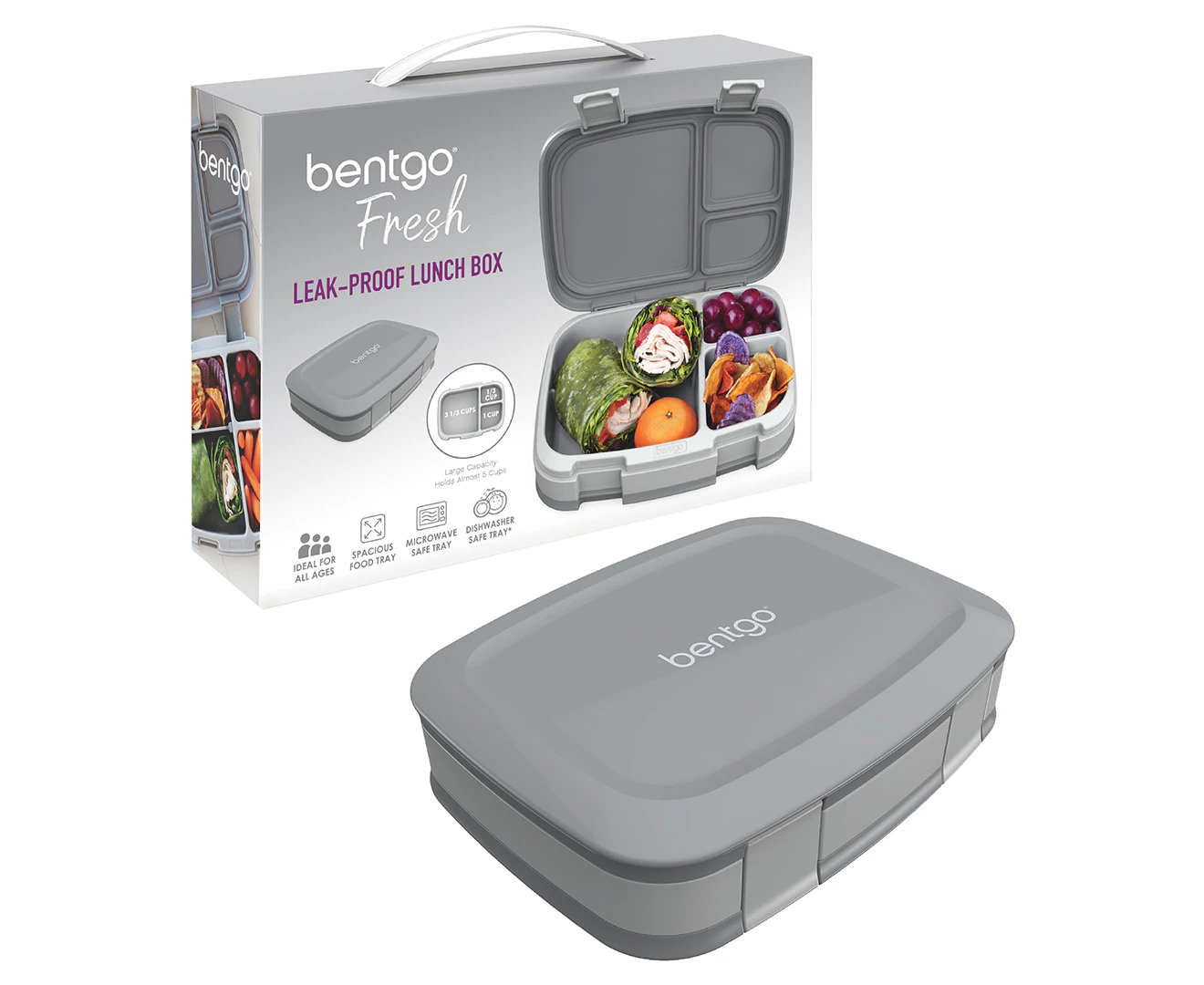 Bentgo Fresh Leak Proof Bento Lunch Box - Grey