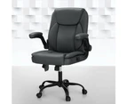 Artiss 2 Point Massage Office Chair Leather Mid Back Grey