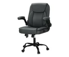 Artiss 2 Point Massage Office Chair Leather Mid Back Grey