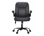 Artiss 2 Point Massage Office Chair Leather Mid Back Grey