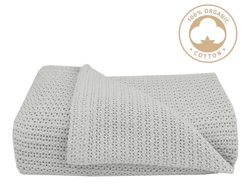 Living Textiles 110x120cm Organic Cot Cellular Blanket - Grey
