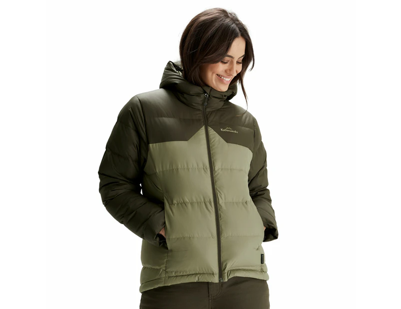 Kathmandu Epiq Womens Hooded Down Puffer 600 Fill Warm Outdoor Winter Jacket  Women's  Puffer Jacket - Green Beech/Dark Moss