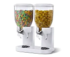 Double Cereal Dispenser Dry Food Storage Container Dispense Machine - White