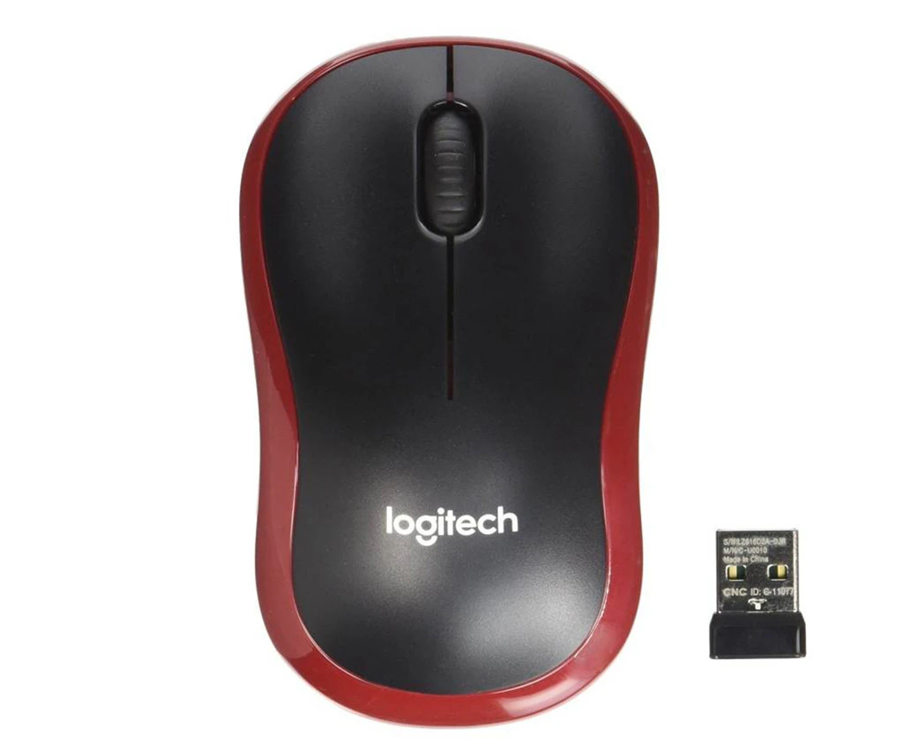 Logitech Wireless Mouse M185, 3 Button, Optical, 1000 DPI, USB Receiver, Scroll Wheel, Colour: Red 2.4GHz - Limited Stock