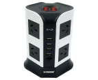 Safemore 8-Outlet Powerboard w/ 4-USB Ports - Black/White