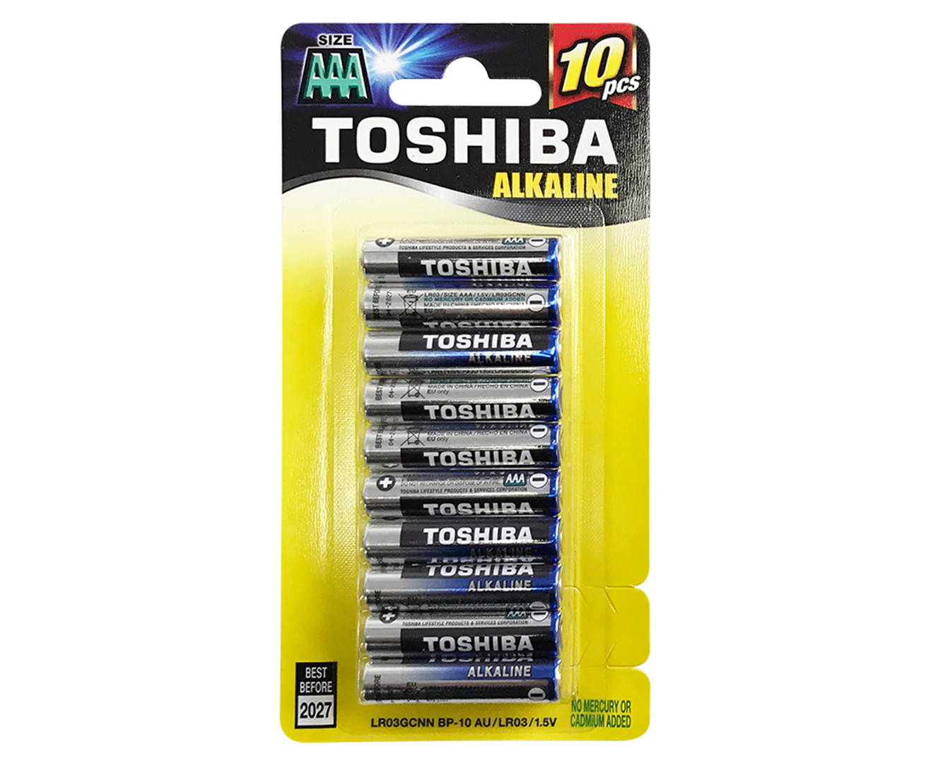 10pc Toshiba Alkaline AAA Battery 1.5V Leakage Resistant No Mercury/Cadmium LR03