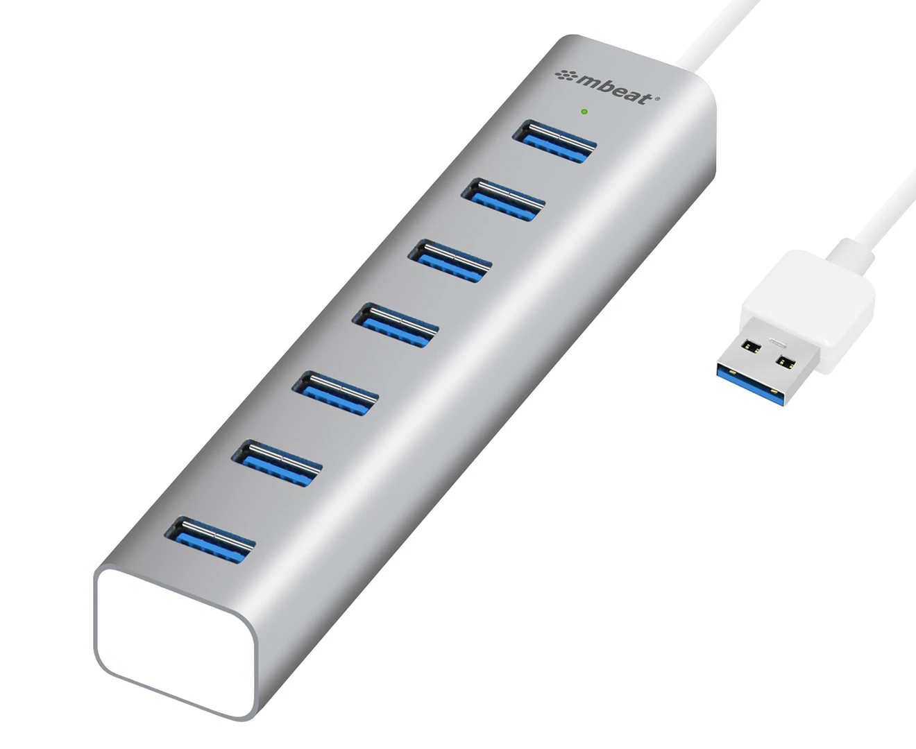 7-Port USB 3.0 Hub Aluminium Slim w/ Power for PC/Mac/Laptop Charge/Data Sync