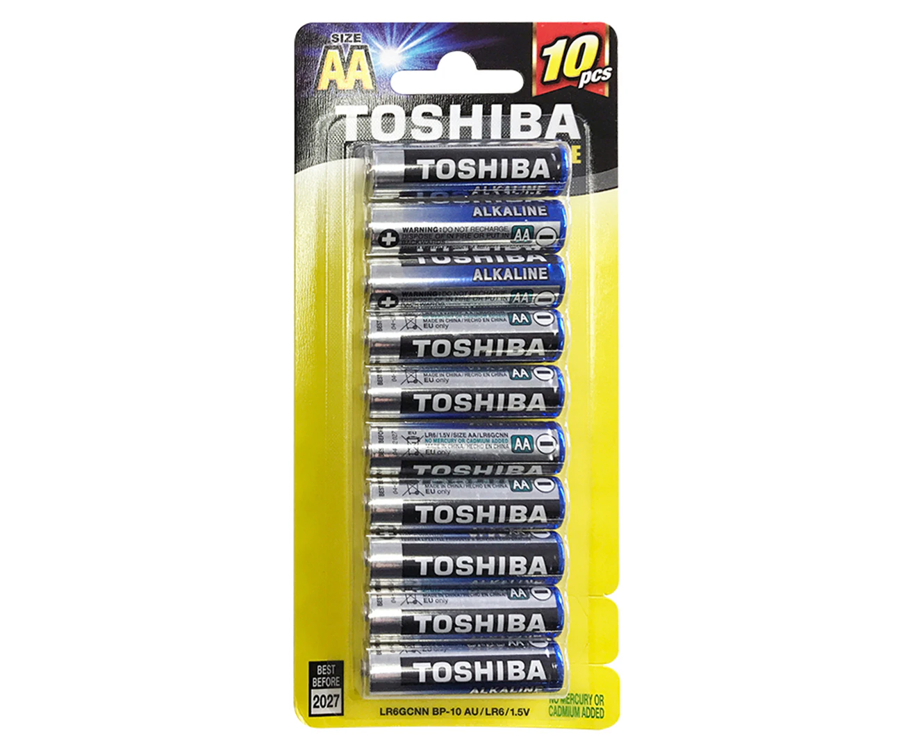 10pc Toshiba Alkaline AA Battery 1.5V Leakage Resistant No Mercury & Cadmium