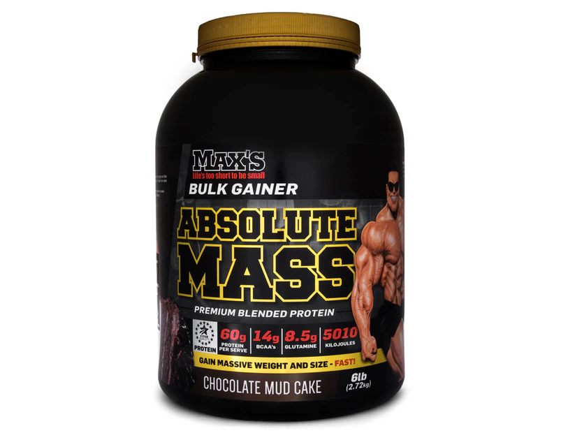 Max's Absolute Mass Bulk Gainer Protein Powder Chocolate Mud Cake 6lb