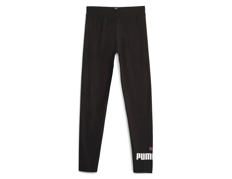 Puma Youth Girls' Essential Logo Leggings / Tights - Black/Peach Smoothie