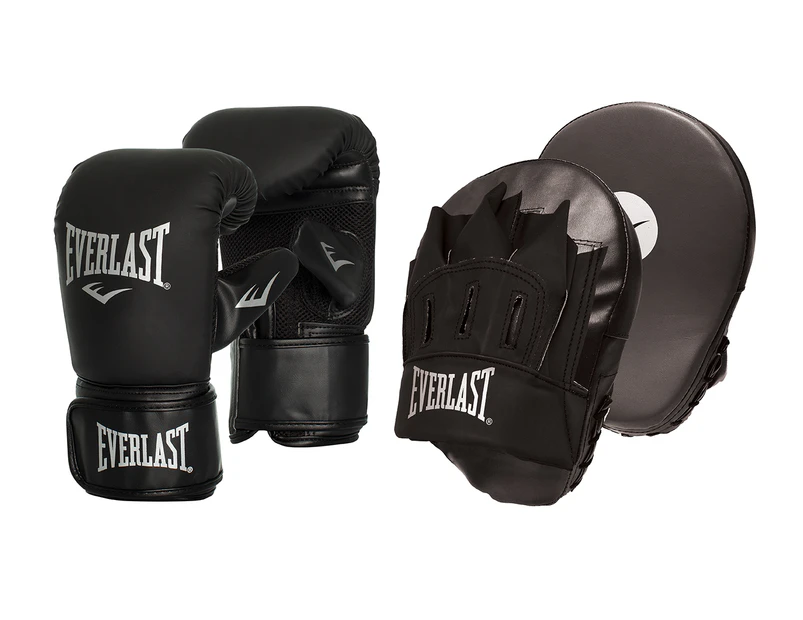 Everlast Tempo Bag Boxing Glove & Mitt Combo Set - Black