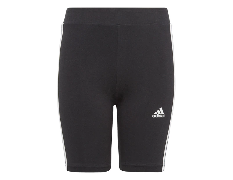 Adidas Girls' 3-Stripes Bike Tights / Shorts - Black/White