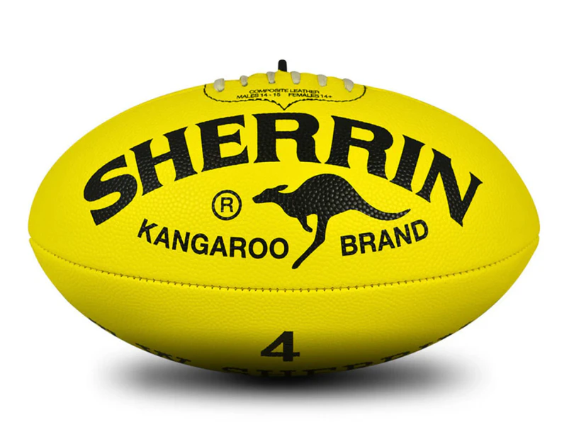 Sherrin Kangaroo Brand Size 4 Football - Yellow