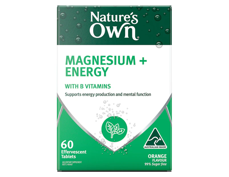 Nature's Own Magnesium + Energy Effervescent with B Vitamins & Caffeine 60 Tablets