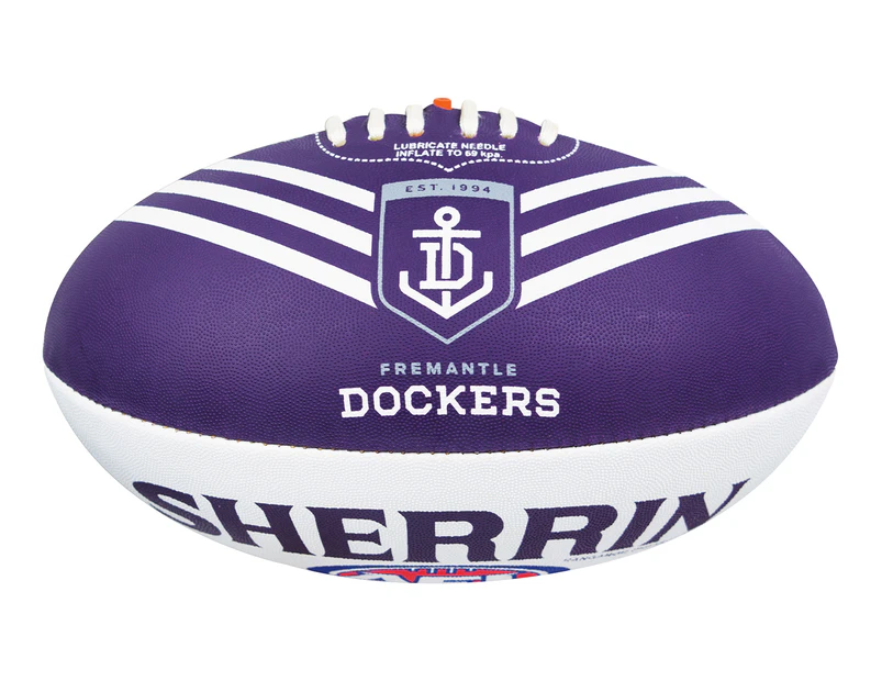 Sherrin Synthetic Size 5 Dockers AFL Football - Purple/White