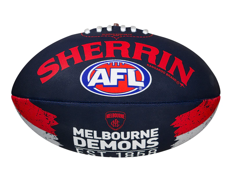 Sherrin Synthetic Demons Song Size 2 AFL Football - Dark Blue/Red