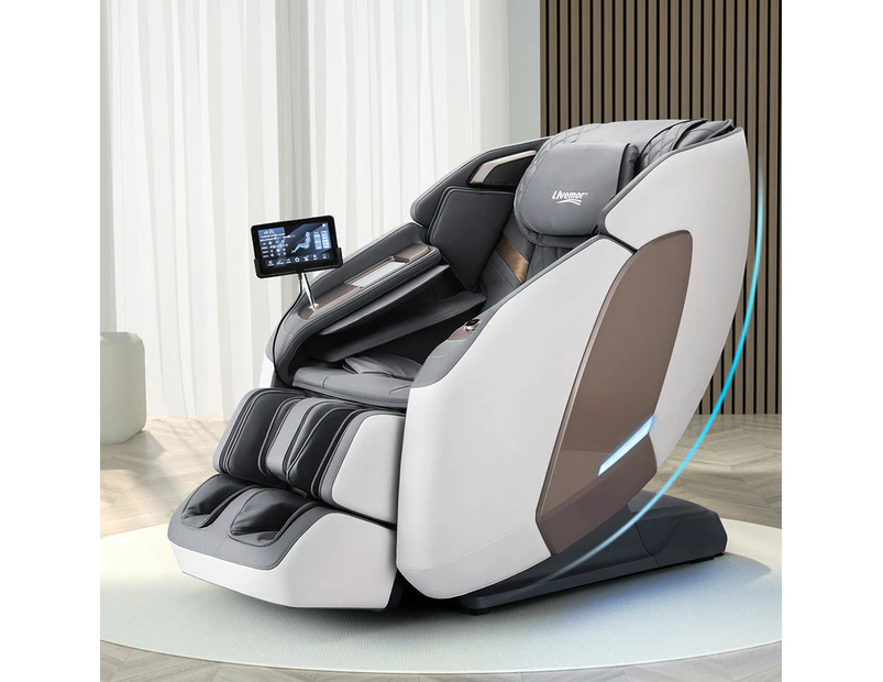 Livemor 4D Massage Chair Electric Recliner Double Core Mechanism Massager Melisa White