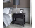 Black Bedside Cabinet Set Of 2 Telephone Lamp Stand Side Table Wooden Nightstand