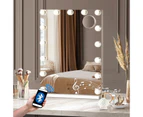 Oikiture 61x43cm LED Makeup Mirror Bluetooth Hollywood Vanity Wall Mirrors Standing Wall Mounted