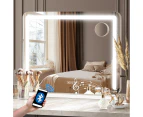 Oikiture 80x62cm Bluetooth Hollywood LED Makeup Mirror Vanity Wall Mirrors Standing Wall Mounted