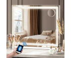 Oikiture Crystal LED Makeup Mirror 80x62cm Bluetooth Hollywood Vanity Mirrors Standing Wall Mounted