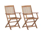 2 Folding Outdoor Chair Solid Hard Wood Garden Patio Furniture Wooden Arm Chairs