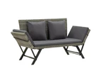 Outdoor Garden Bench Seat Patio Furniture Poly Rattan Chair w/ Cushions Grey