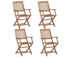 4 Folding Outdoor Chair Solid Hard Wood Garden Patio Furniture Wooden Arm Chairs