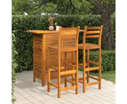 Outdoor Bar Set Hardwood Garden Patio Bar Table 2 High Chairs Barstools Wooden