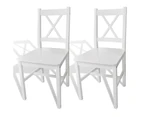 x2 White Dining Chairs Set Kitchen Dining Chair Seat Wooden Pine