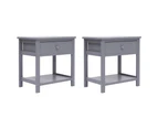 Heritage Bedside Tables X2 Pce Nightstand Drawers Side Table With Shelf Grey