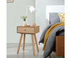 Verona Bedside Tables X2 Nightstand Retro Side Accent Table Drawers Oak Wood
