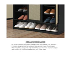 Oikiture Shoe Storage Cabinet Shoes Rack Organiser Shelf 3 Doors Rattan Style Black
