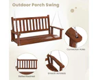 Costway Wood Porch Swing Chair Outdoor Hanging Bench Patio Baconly Furniture w/Adjustable Chains & Back,Brown